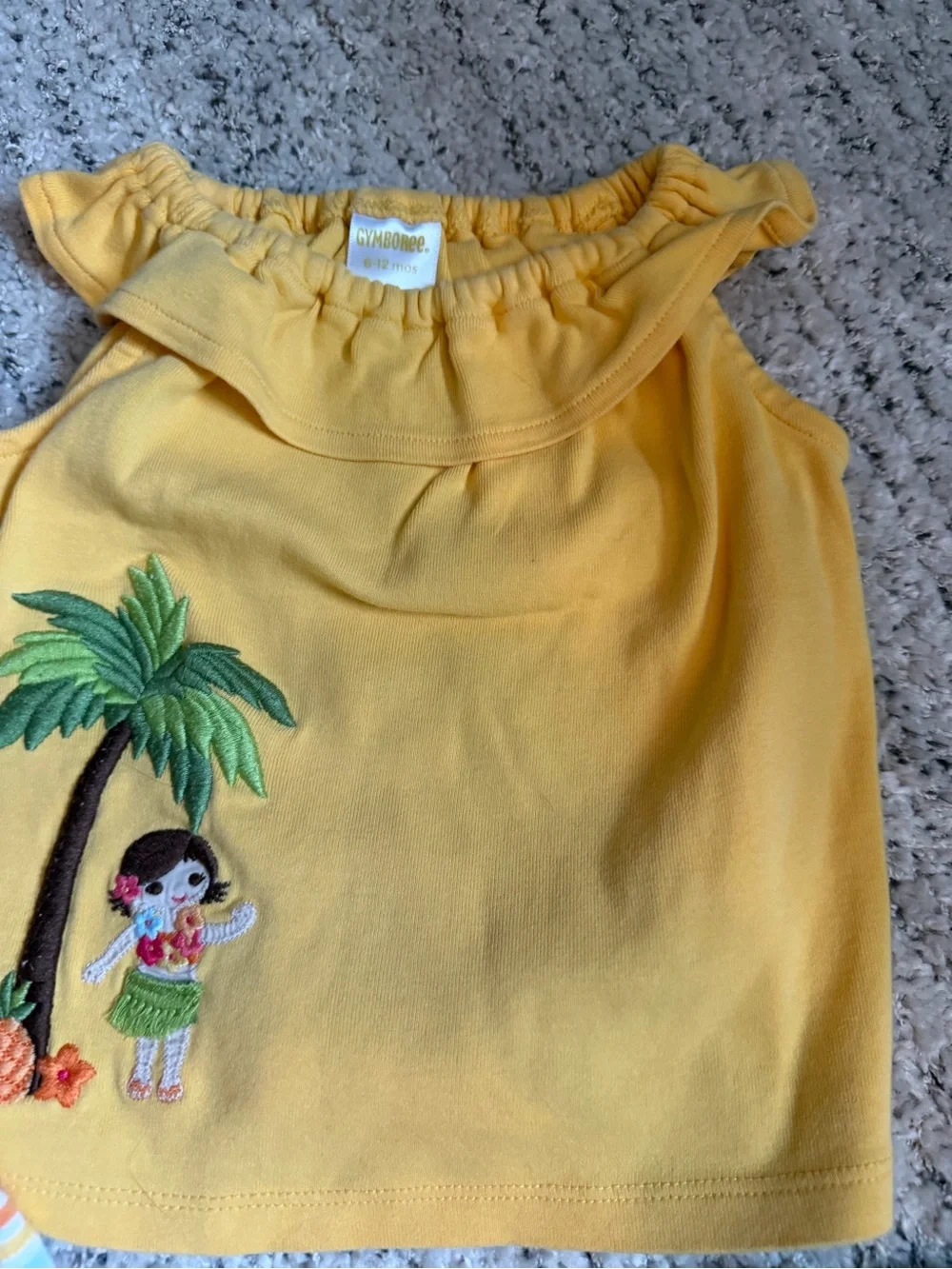 Vintage Gymboree Pink, Green, Yellow & Multi-Stripe Short Sleeve Tee Set 6-12 mo